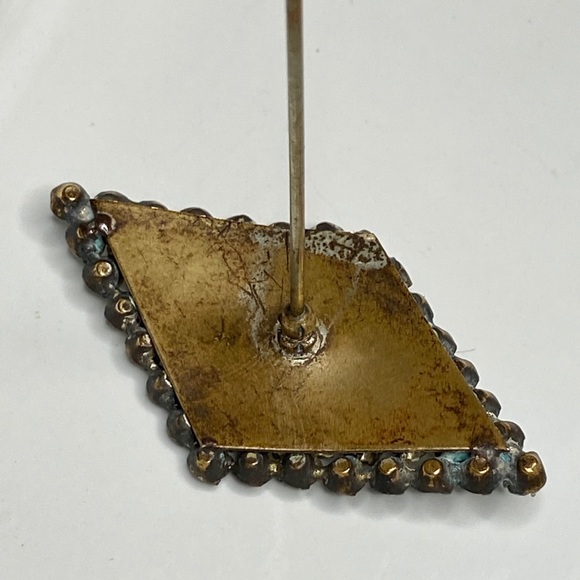 Antique Diamond Shaped Rhinestone Hat Pin 💎 - Picture 6 of 16